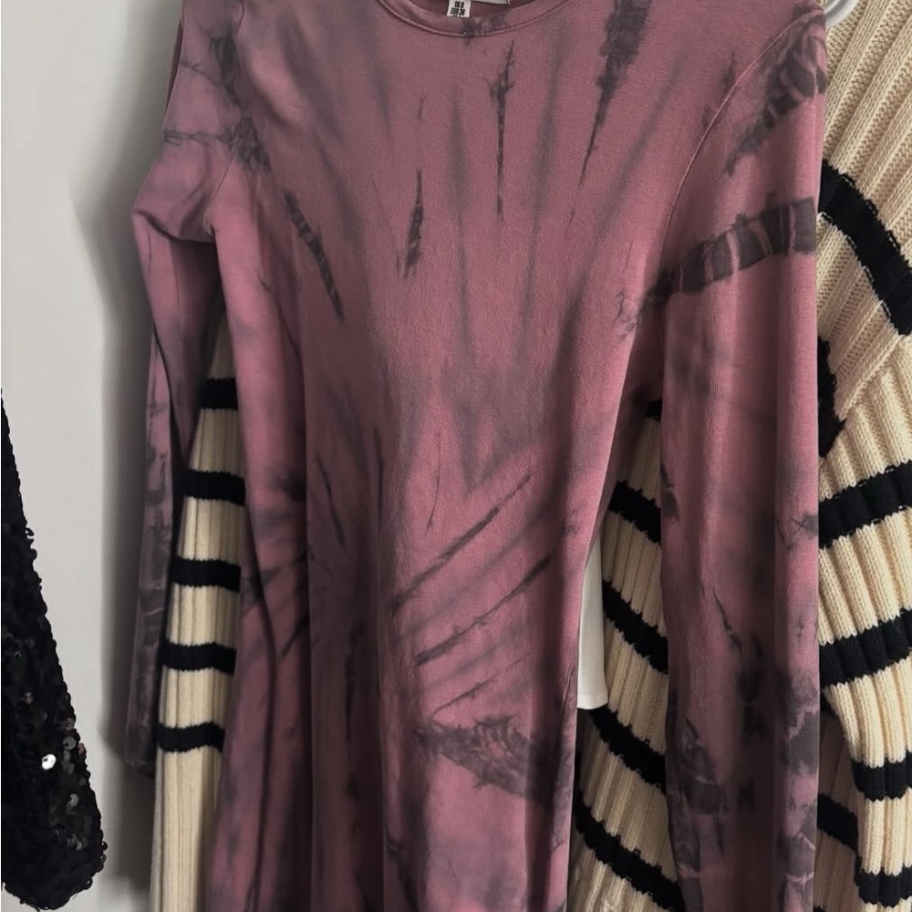 Missguided Pink and Gray Tie-Dye Mini Dress